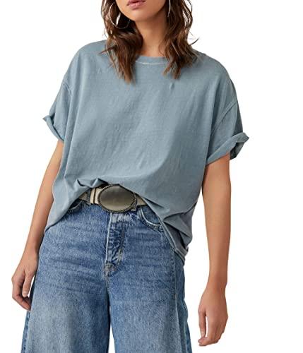 free people women's nina tee, blue mirage