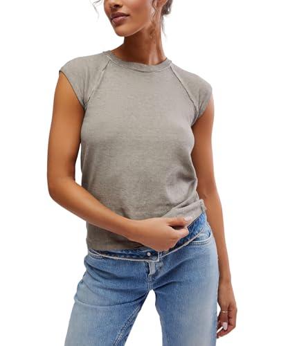 free people women's riley tee, brown