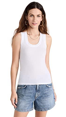 free people women's u neck tank, white, l