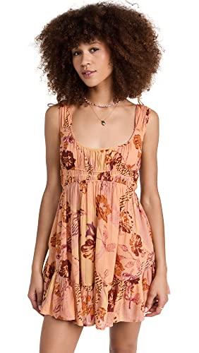 free people women's vernon minim dress, sunshine combo, floral, orange, xs