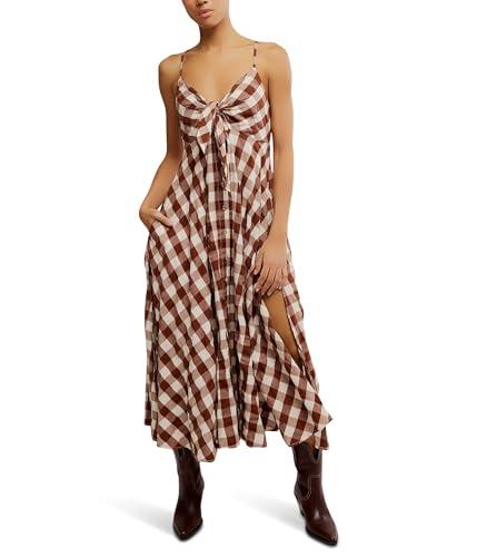 free people women's via midi, brown combo everly