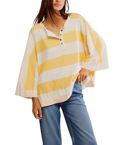 free people women's wonderful tee, yellow combo