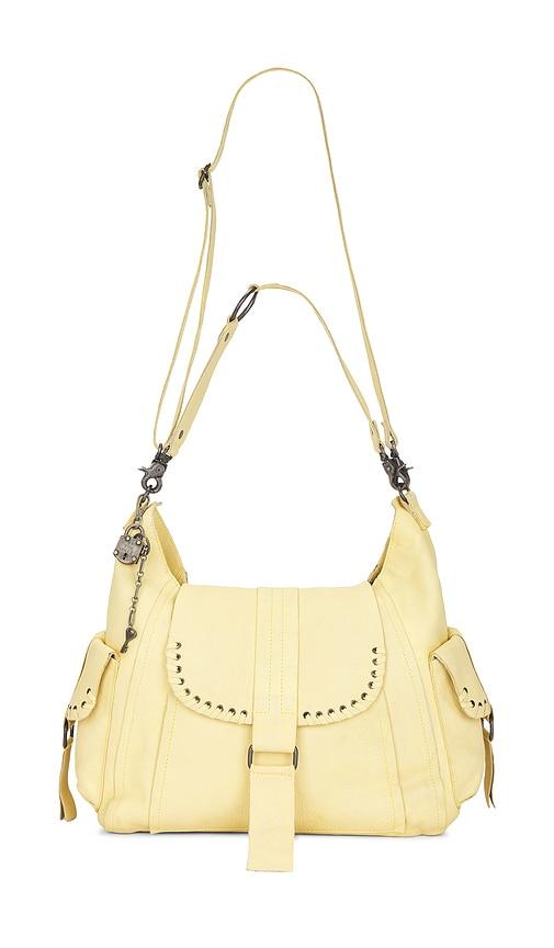 free people wtf leigh distressed hobo bag in lemon.