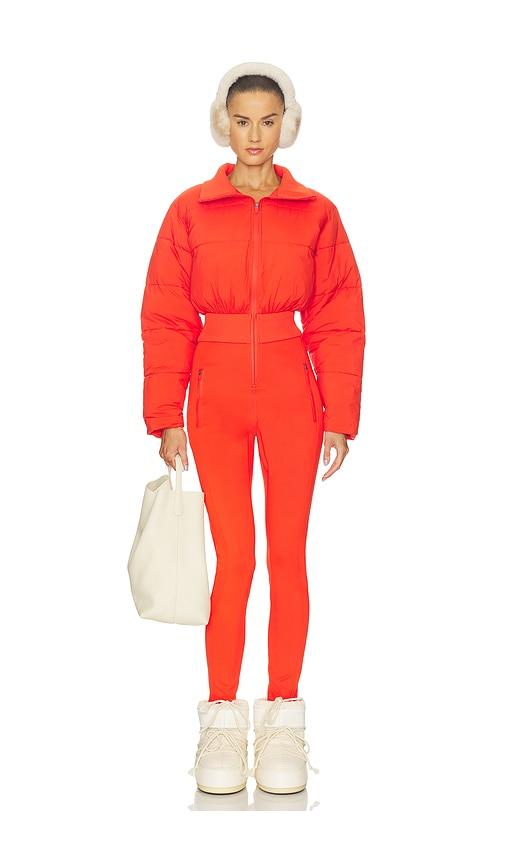free people x fp movement downhill diva ski suit in orange.