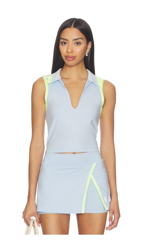 free people x fp movement forehand polo top in baby blue.