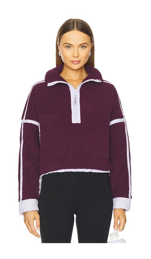 free people x fp movement mountain high 1/2 zip jacket in purple.
