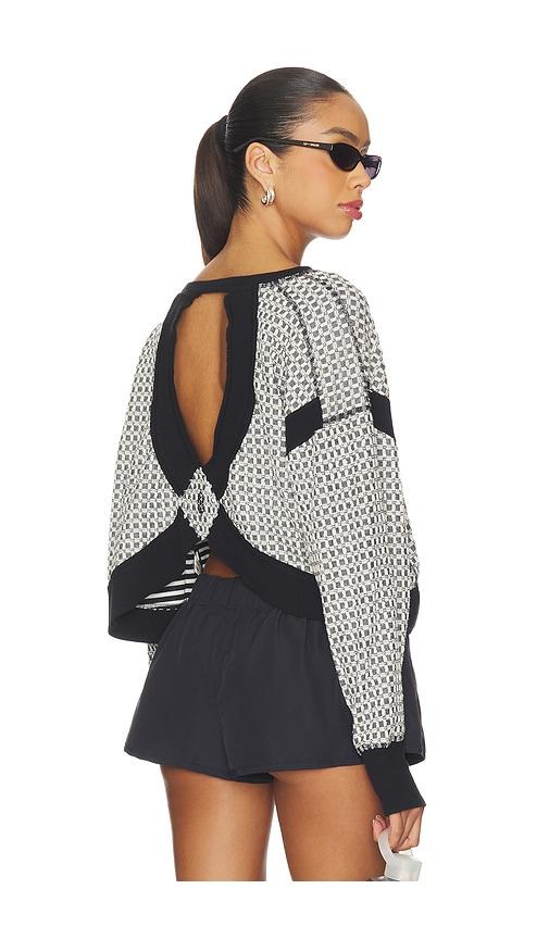 free people x fp movement my time layer textured reversible sweatshirt in black,white.