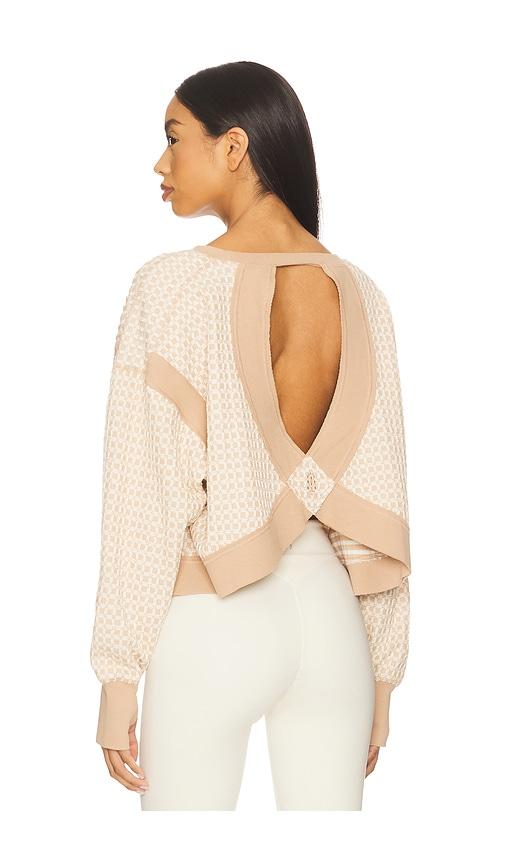 free people x fp movement my time layer textured reversible sweatshirt in sandy in brown.