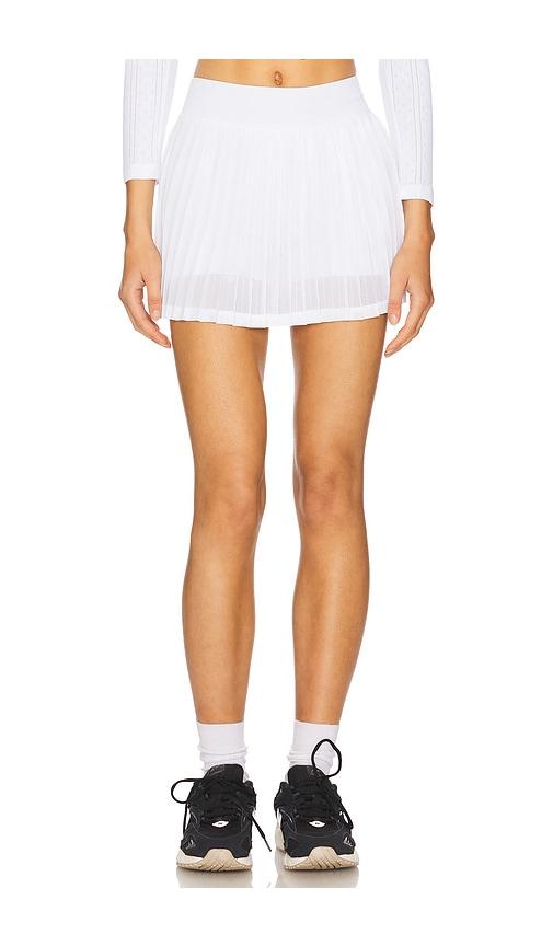free people x fp movement rally ruffle mini skirt in white.
