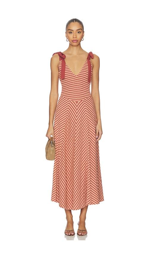 free people x free-est cecelia midi dress in burnt henna combo in brown.