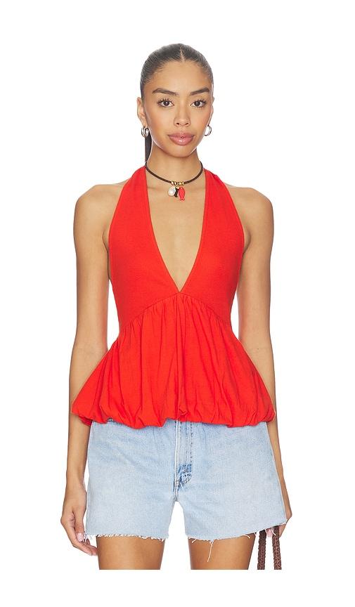 free people x free-est paige top in tangerine tango in burnt orange.