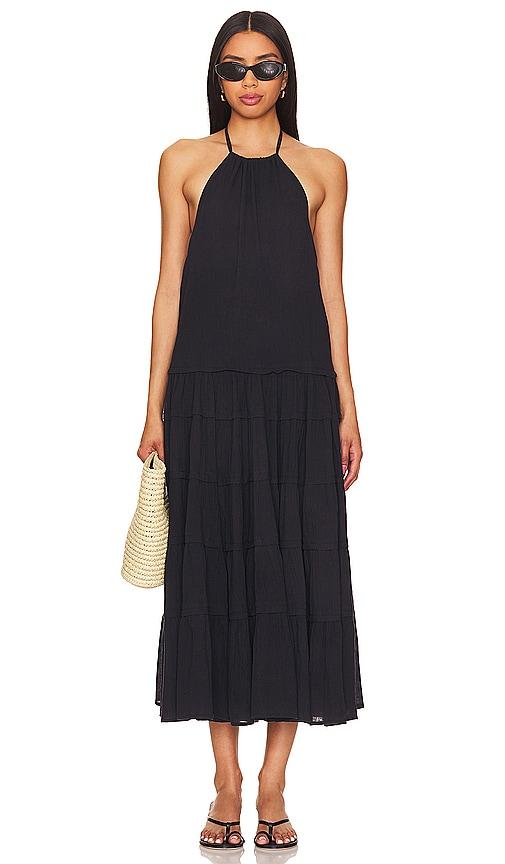 free people x free-est somewhere sunny maxi dress in black.