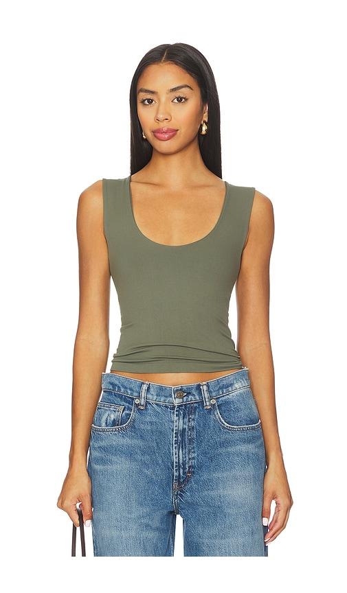 free people x intimately clean lines muscle cami in adventurer in green.