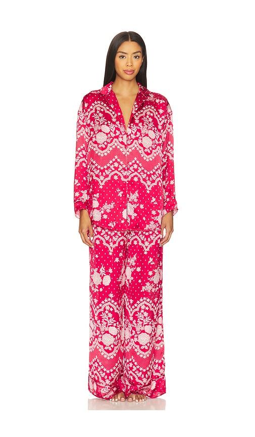 free people x intimately dreamy days pajama set in cherry combo in red.