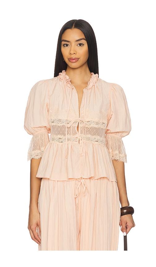 free people x intimately forever young bed jacket in peach.