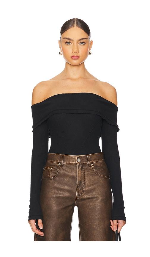free people x intimately fp autumn cozy bodysuit in black in black.