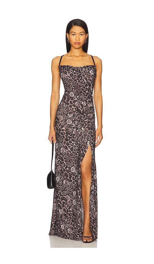 free people x intimately fp concrete jungle maxi slip in black combo in charcoal,grey.