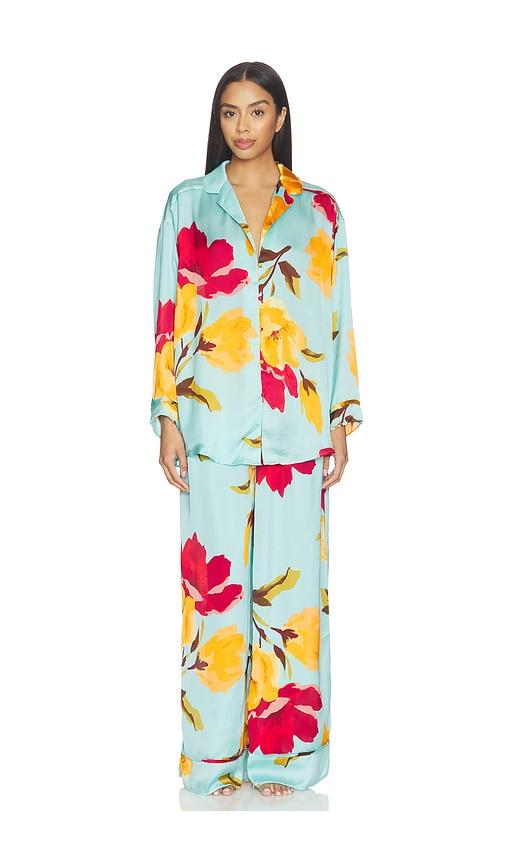 free people x intimately fp dreamy days pajama set in blue,red.