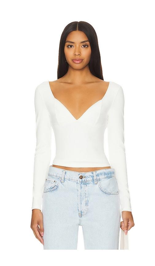 free people x intimately fp duo corset long sleeve cami in ivory in ivory.