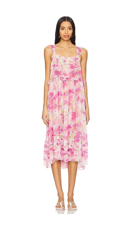 free people x intimately fp moon phase printed midi dress in pop combo in pink.