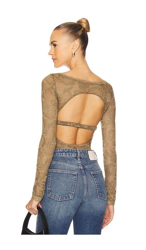 free people x intimately fp perfectly fine bodysuit in gothic love in olive.