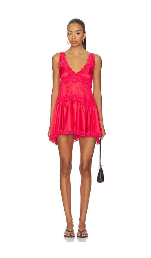 free people x intimately in this groove mini slip in poppy red in red.
