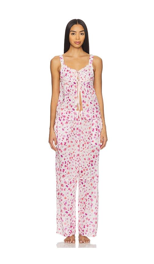 free people x intimately talk tonight pajama set in pink.