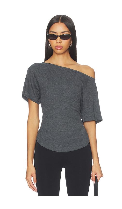 free people x lucy off the shoulder tee in black.