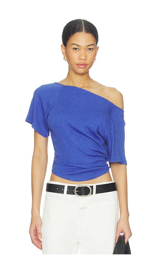 free people x lucy off the shoulder tee in blue.
