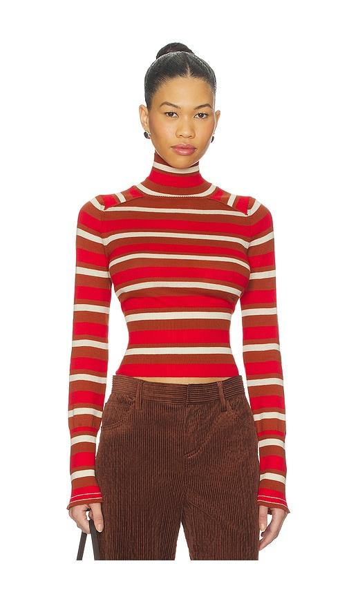 free people x revolve breeze striped turtleneck sweater in red.