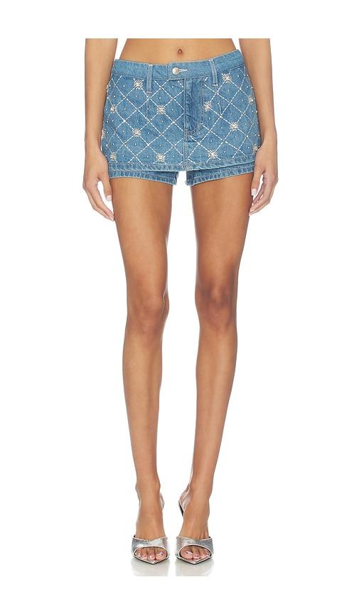 free people x revolve galivanting embellished skort in blue.