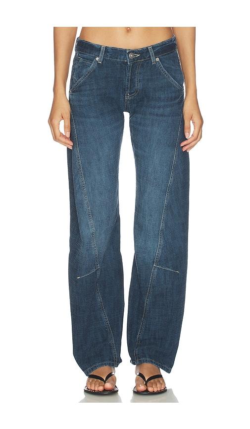 free people x revolve highland bowed jean in blue.