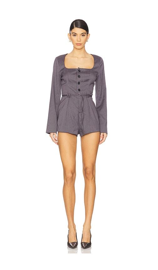 free people x revolve paloma romper in charcoal.