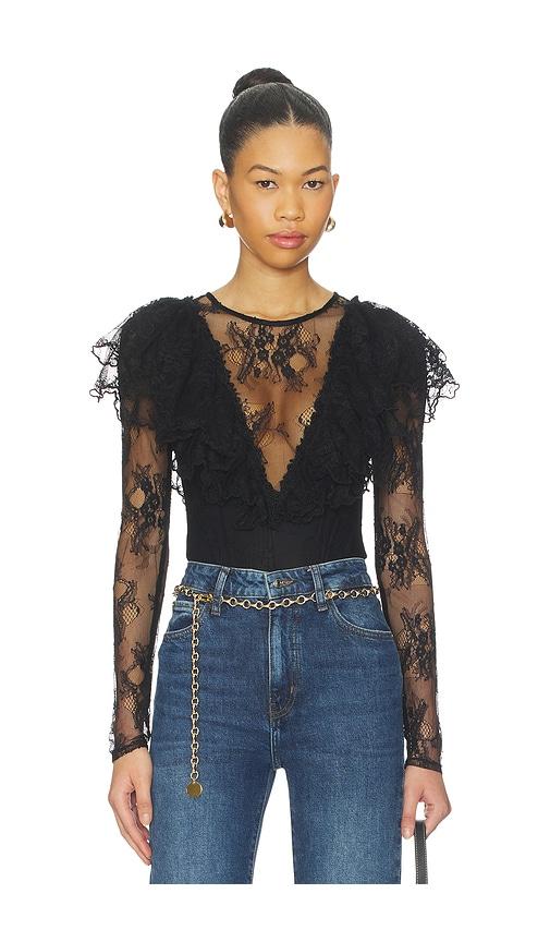 free people x revolve sunday candy bodysuit in black.
