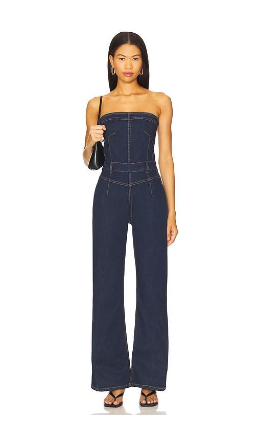 free people x we the free beckett jumpsuit in midnight in blue.