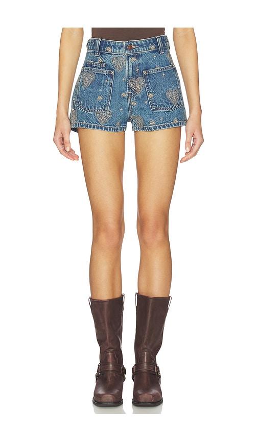 free people x we the free bettie embroidered short in blue.