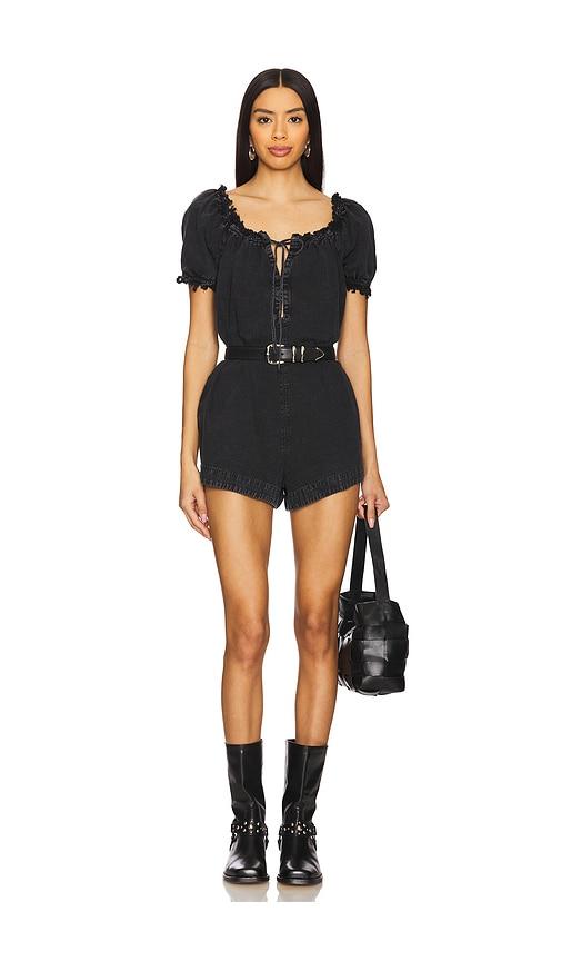 free people x we the free daisy denim babydoll romper in black.
