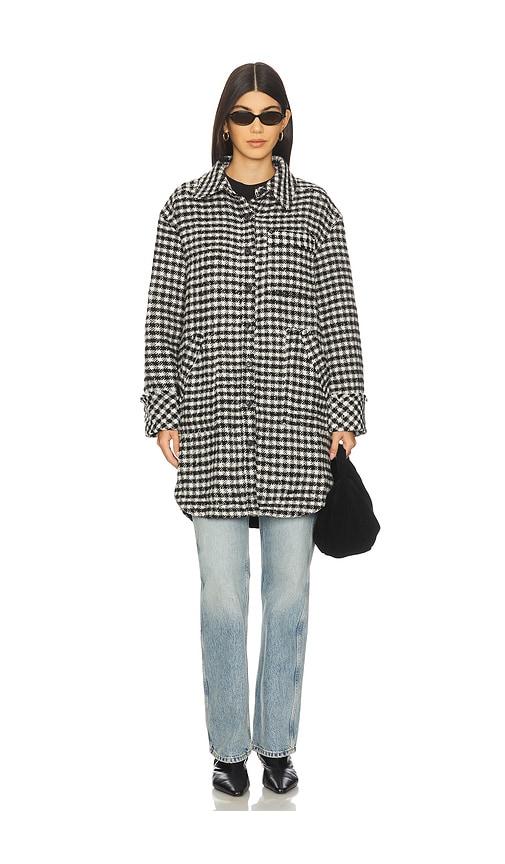 free people x we the free get around houndstooth shirt in black & white in black,white.