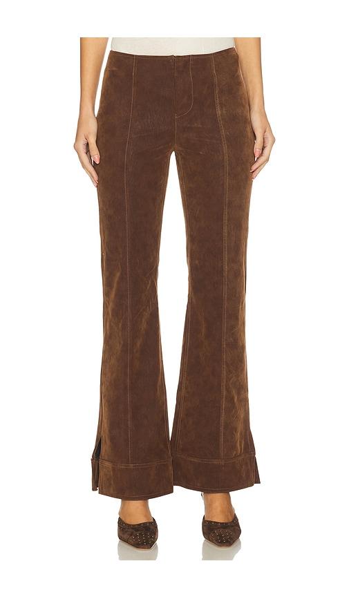 free people x we the free glow up pant suede in shaved chocolate in brown.