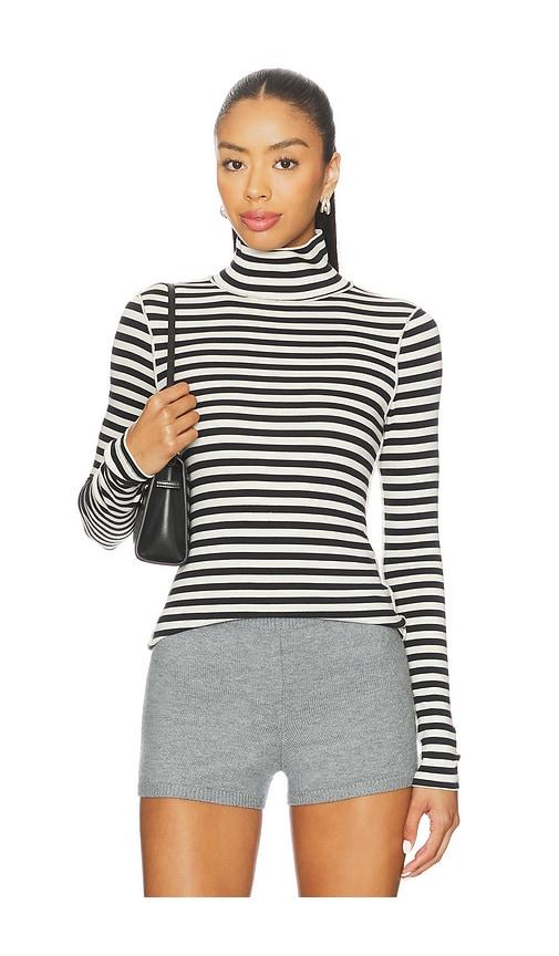 free people x we the free good good turtle stripe top in black combo in black,white.
