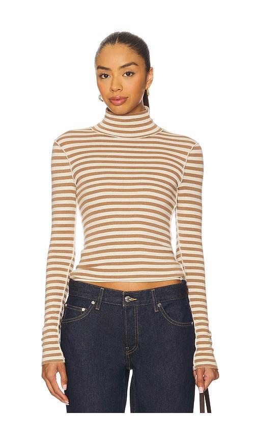 free people x we the free good good turtle stripe top in otter & tea in tan.