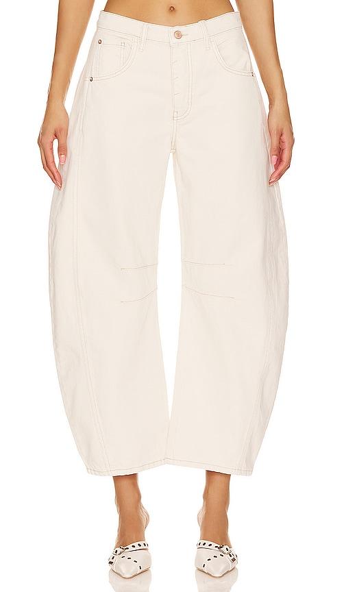free people x we the free good luck mid rise barrel jeans in cream.