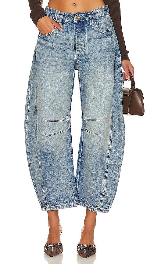 free people x we the free good luck mid rise barrel jeans in denim-light.
