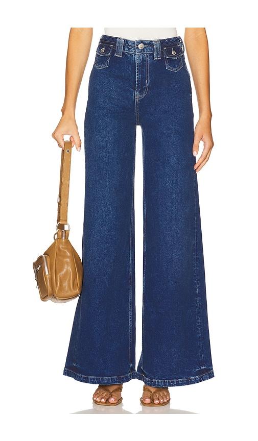 free people x we the free kellee high rise palazzo wide leg in blue night in blue.