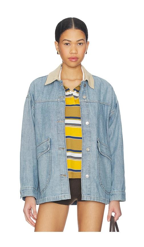 free people x we the free lemon denim jacket in denim-light.