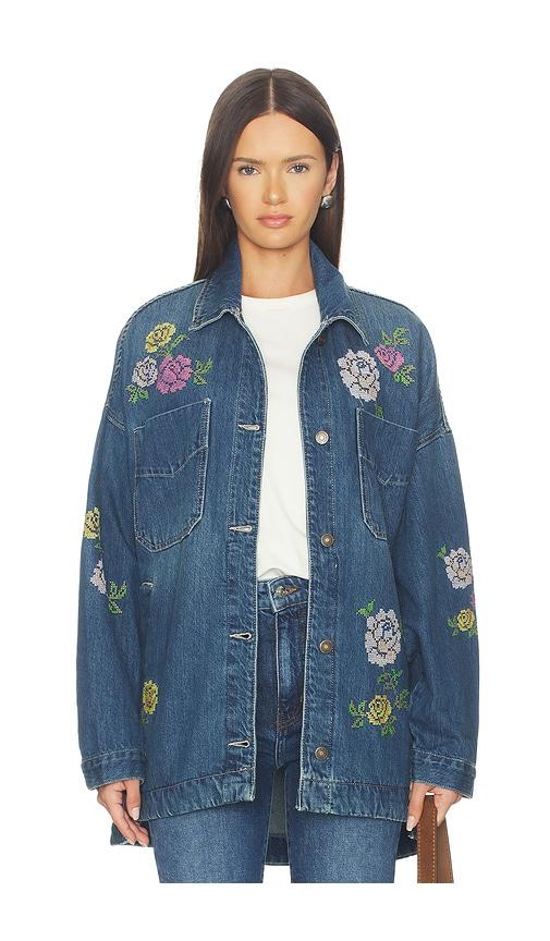 free people x we the free madison city embroidered jacket in blue.