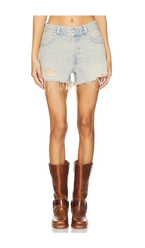 free people x we the free now or never denim short in blue.