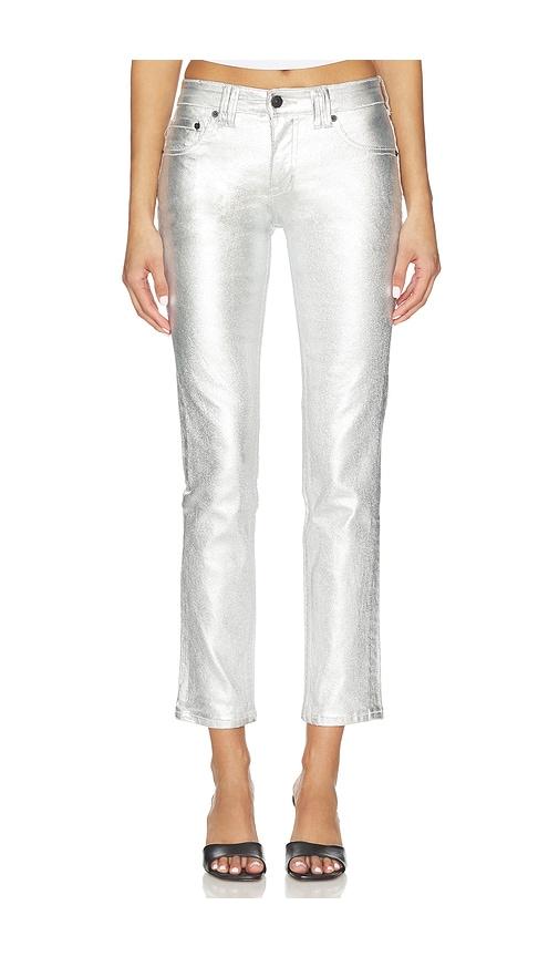 free people x we the free oracle metallic pant in divine in metallic silver.