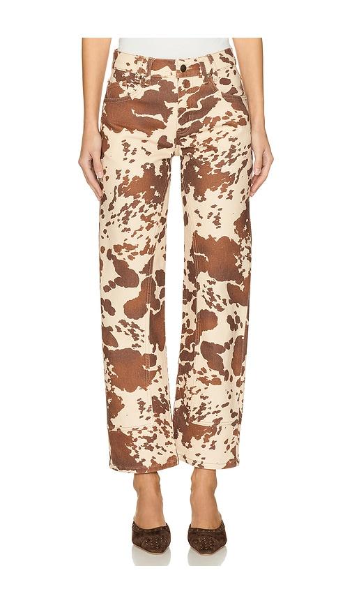 free people x we the free risk taker printed wide leg jeans in brown.