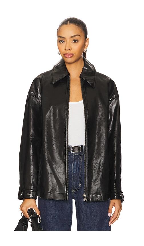 free people x we the free sloane faux leather jacket in black in black.